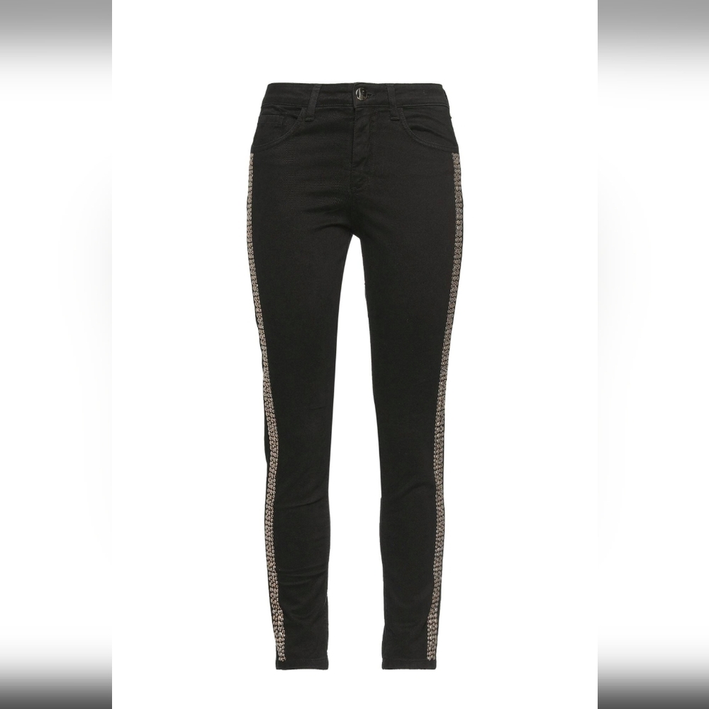 SIMONA CORSELLINI Black Skinny Jeans with Sleek Side Stripes